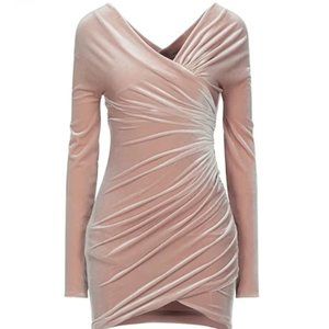 ALEXANDRE VAUTHIER Beige Shirred Stretch Velvet Dress 36 2 4 $1600